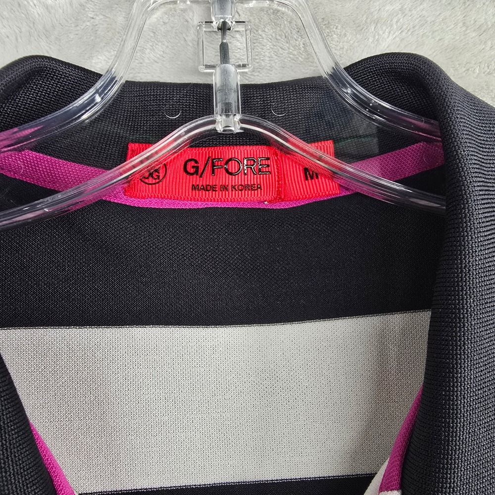 G/FORE Black and White Striped Polo Shirt - Picture 3 of 9